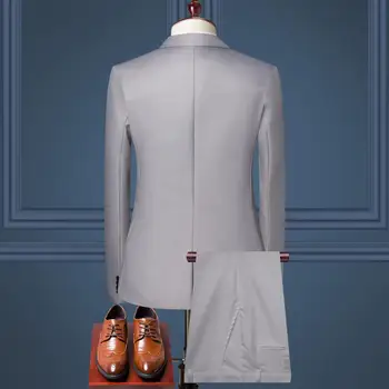2-delni set Moški Poslovnih Oblačil v Eleganten Poslovni Moški delovna oblačila Nastavite River Slim Fit Hlače Barva Dolgimi Rokavi za enkratno breas