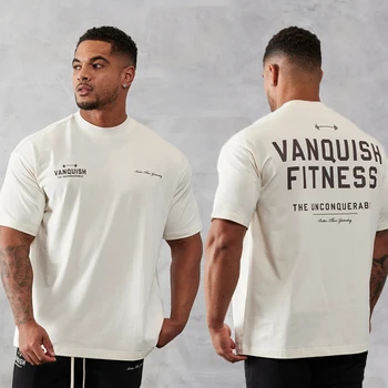 Nove Moške Prevelik T-Shirt Vintage Moda Priložnostne moška Oblačila Jogger Telovadnici Vadba Bodybuilding Oblačila za Usposabljanje T-Shirt