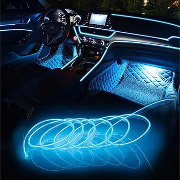 5M Avto Notranjosti Led Dekorativna Svetilka EL Napeljave Neon Trak Za Auto DIY Prilagodljiva osvetlitev Okolja USB Stranka Vzdušje Diode Osvetlitev