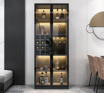 Sodobna kozarec vina kabineta, dnevne sobe majhne vina kabineta, svetlobno razkošje slog je restavracija omarico