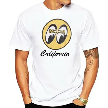 Moški Mooneyes Luna Opremljen Kaliforniji Skript Logotip T-Shirt majica Bel Bombaž TM141WH Tshirt Moški Hip Hop