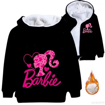 Barbie Pozimi Otrok Nositi Baby Girl Boy Zgostitev Toplo Risanka Plašč Dolg Rokav Bombaž Hooded Suknjič Otroci Vrhnja oblačila