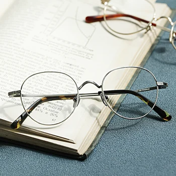 Vrhunska očala okvir moških, Classic, retro čistega titana krog optična očala woaman recept izračun Očala