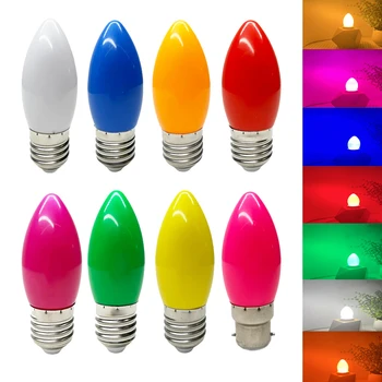 Barvita LED Žarnica E27 B22 2W RGB Led Žarnice C35 Led sveča, Luč 9 Barvo SMD 2835 110V AC 220V Svetu Žarnica Hladno / Toplo Bela