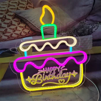 Happy Birthday Neon Led Prijavite Luč za Stranke Domov Stenski Dekor Božič Poroko pisane USB Powered Otroci Darilo Luči lučka