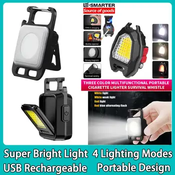 Mini LED Svetilka Keychain Svetlobe Večnamensko Prenosni COB Kampiranje Svetilke USB Polnjenje Delo Luči ribolov Lanterna