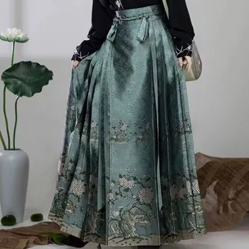 Novi Jesenski Dan Vintage Obleko Izboljšano Hanfu Žensk Čipke-up Konj Obraz Krilo Kitajski Slog Posodobili Hanbok Krilo