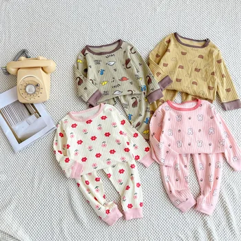 1-12T baby Toddler Jesenski oblačila Koreja Bombažno Pižamo Otrok Dinozaver Cvetlični Bombaž Pyjama Za Fant Dekleta Sleepwear Toplotne obleke