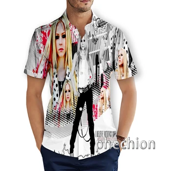 Phechion Nova Moda za Moške Avril Lavigne 3D Tiskanja Hwaiian Kratek Rokav Plaži Srajce T09