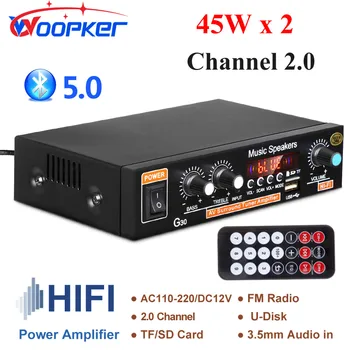 Woopker Hi-Fi Avdio Ojacevalnikom Bluetooth Stereo Sprejemnik 45Wx2 Kanal 2.0 z Bass in Treble Nadzor Moči Amplificatore