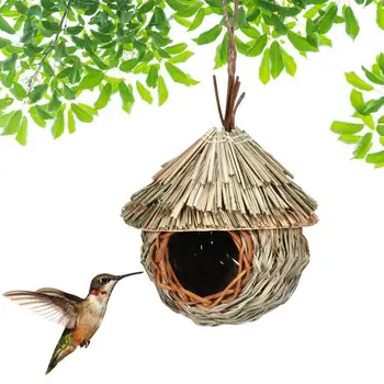 Hummingbird Gnezdo Hiša Naravnih Reed Travo Ptica Kočo, Ročno Tkane Okolju Prijazno Ptice Kletke Obrtniški Koča Za Ptica Ljubimec Darila