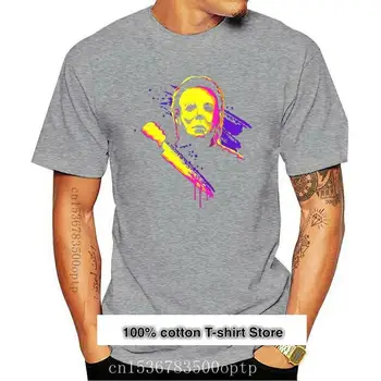 Camiseta de Halloween de Michael Myers par hombre, camisa negra de algodón con estampado de S-3Xl, nueva