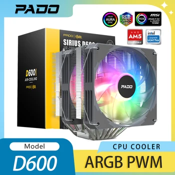 Aigo PADO CPU Hladilnik 6 Toplotne Cevi PC Radiator, Hladilni 4PIN PWM Tiho 3PIN 5V ARGB Ventilator za Intel 1700 1150 1155 1156 AM3 AMD AM4