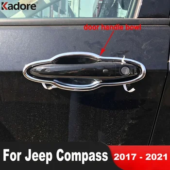 Za Jeep Compass 2017 2018 2019 2020 2021 Chrome Avto Stranska Vrata Ročaj Skledo Kritje Trim Modeliranje Prekrivni Dodatki Zunanjost
