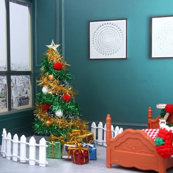 1 Nastavite DIY Lutka Hiša Pribor Miniaturni Z Božično Drevo Lutke Igrače Postelja Za Otroke Božična Darila
