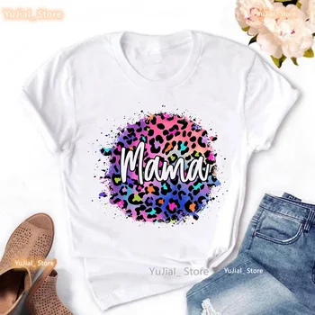Barvita Leopard Blagoslovljeni Mama Grafika Print Majica s kratkimi rokavi Ženske materinski Dan Darilo Tshirt Femme Poletje Modni T-Shirt Ženski