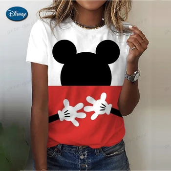 Poletje Moda za Ženske T-shirt Disney Minnie Mickey Mouse Tiskanja Vrhovi Ženska Oblačila Vsakdanje Ženski Top Kratek Sleeve Zgornji del Ženske