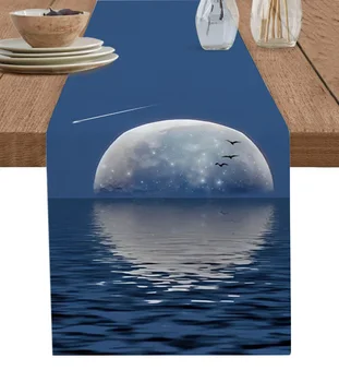 Polna Luna Morje Meteor Puffin Namizni Tekač Dekoracijo Doma Dekor Mizo Dekoracijo Namizni Dekor