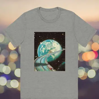 Kozmično Voyager Retro Svet Avanturo T shirt Letnik Prostor