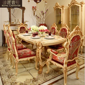 Restavracija pohištvo luksuzni Evropske marmorja tabela stol kombinacija masivnega lesa izrezljane pravokotne restavracija tabela