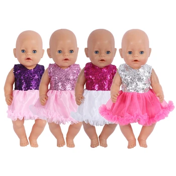 18 Inch Punčko Oblačila Moda Sequins Kostum Dojenček Rodi Lutke Obleko American Dekle Lutka Obleko Lutka Pribor Otroci Igrače