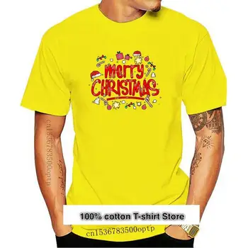 Camiseta con estampado de Feliz Navidad par hombre y mujer, ropa de algodón con cuello redondo, manga corta