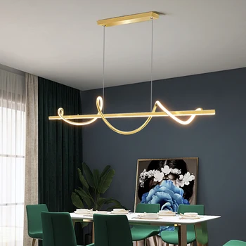 Sodobna Spiralne LED Dolgo Obesek Lučka z Daljinskim upravljalnikom Zlato za Jedilnico, Kuhinja, Kava Miza Doma Dekor Razsvetljave Držalo
