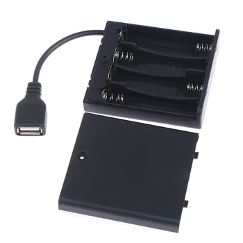 1pc 4 X AA podatkovnega kabla USB je Baterija Polje za 5V LED Trakovi Luči Mini USB Napajanje
