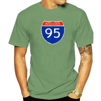 Meddržavni 95 Cesti, Ulici Znak Smešno Sarkastičen T-Shirt Moški Navaden Meri Vrhovi Tees Bombaž Tshirts Poletje