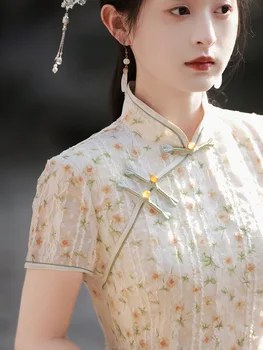 Ženske Klasične Cvet Tiskanja Cheongsam Seksi Kitajski Tradicionalni Trgatev Mandarin Ovratnik Qipao