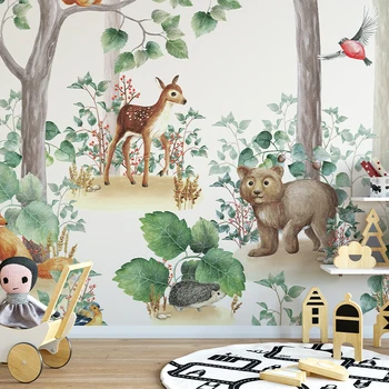 Lepe Gozdne Živali 3D Meri Zidana Olupimo In Palico Pohištvo Veliko Stensko Okrasje Nepremočljiva Jelena Otrok Soba Obnovo