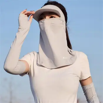 Maska za zaščito pred soncem Ženski Vizir UV Zaščito, Zaščito za Oči, Kota Zajema Celoten Obraz Najlon Ledu Svile Poletje Tanke Dihanje Odtenek Masko