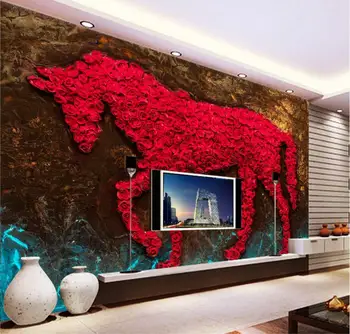 Beibehang ozadje po Meri domov dekoracijo abstraktna umetnost tri - dimenzionalni oljna slika rose Junma romantično TV 3d ozadje