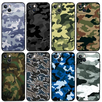 Vojske za Vojaško Maskirno Primeru Telefon Za iPhone 14 13 12 11 15 Pro Max 7 8 Plus MP X XR XS Max 12 13 Mini Kritje Primera