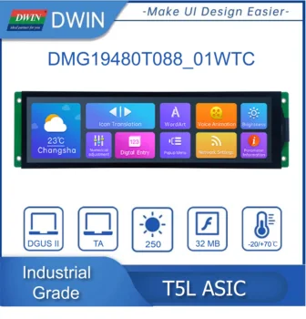 DWIN 8.88 Palčni, 1920*480 HMI IPS-zaslon TFT-LCD Modul Industrijske Kapacitivni Ohmska Zaslon na Dotik TTL/RS232 Arduino DMG19480T088_01W