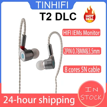TinHiFi T2 DLC HiFi IEMs v Uho Žično Spremlja Slušalke 2Pin 0.78 MM in 3,5 mm Priključki 10 MM Dinamično Vodilnih Dinamičnega Voznika