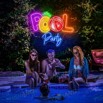 Poletje Pool Party Neon Znak,po Meri Stranke, Led Luči, se Prijavite, Bazen LED Neon Znak, Bazen, Hiša Dekor, Beach House ,Poletje Deco