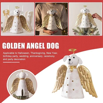 1 Kos 3D Božič Angel Pes Vrh Božični Čudež Zlati Angel Pes Obrtnik Vrh Božično Drevo Vrh, Kot je Prikazano Za Dom, ki Živijo