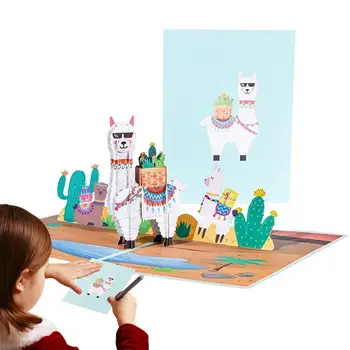 3D Alpake voščilnico, Pop Up Rojstni dan Kartice Srčkan Alpake voščilnico Smešno Ustvarjalne Papir Počitnice Voščilnice Za Obletnice