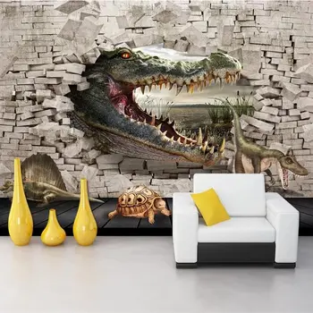 Ozadje po meri krokodil dinozaver želva 3D stereo обои sliko, dnevna soba, spalnica ozadju steno stensko 3d de papel parede