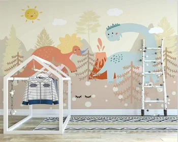 beibehang de papel parede po Meri Nordijska novo sodobno ročno poslikano srčkan dinozaver otroška soba, slike za ozadje
