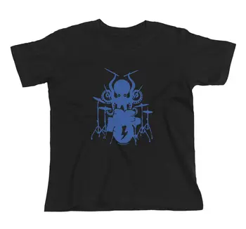 Hobotnica Bobnar Otroci ORGANSKEGA Bombaža T-shirt Unisex Fantje Dekleta Glasbe, Drum Eko