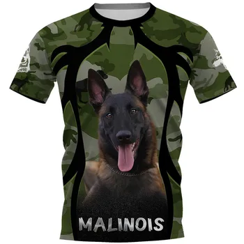 HX Živali T-shirt 3D Grafika Živali Prikrivanje Psi Malinois T-srajce Moda Smešno Puloverji Priložnostne Vrhovi Moških Oblačil