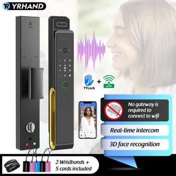 YRHAND Ttlock WiFi 3D Prepoznavanje obrazov Smart Prstnih Zaklepanje Vrat S Kamero Remote APP Realnem času interkom Za Pametni Dom