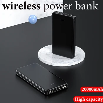 Novo 20000mAh velika zmogljivost brezžičnega moči banke high power 10W kompakten prenosni smart digitalni zaslon, ki je primerna za iPhone Xiaomi