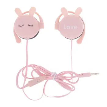 3,5 mm Srčkan Risanka Zajec Slušalke Ear Kavljem Žične Slušalke Športne Stereo Slušalke za Zmanjšanje Hrupa Slušalke Za Otroke Dekleta