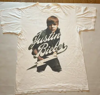 Justin Bieber T-Shirt Srednje My World Tour 2010 Dvojno Stranicami Y2K 00s