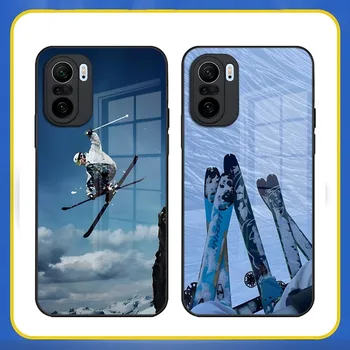Smučarski Neige Snowboard Telefon Primeru Kaljeno Steklo Za Xiaomi 11 11T 10 10T 11i Redmi Opomba 9A 9T 9 8 10 11 11S Pro Lite Poco F3 Pokrov