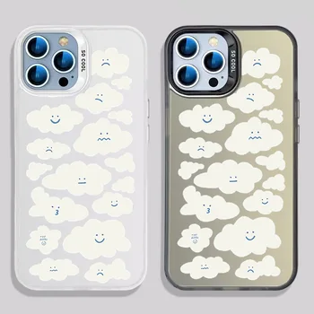 Srčkan bel oblak izraz Primeru Telefon Za iPhone 14 13 12 11 X XS XR Pro Max 14Plus moda Piling Shockproof Zadnji Pokrovček