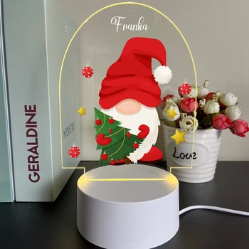 Osebno Božiček, 3D Vizualni Noč Svetlobe z imenom Otroka Tabela Desk Dekor ime po meri Akril Lučka za Božična darila